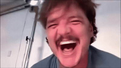 Man With Mustache Laughing Eyes Closed GIF