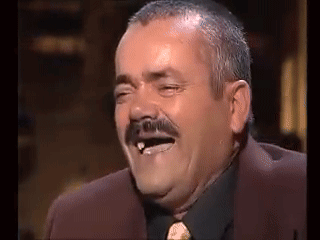 Man With Mustache Laughing Eyes Closed Mouth Open GIF