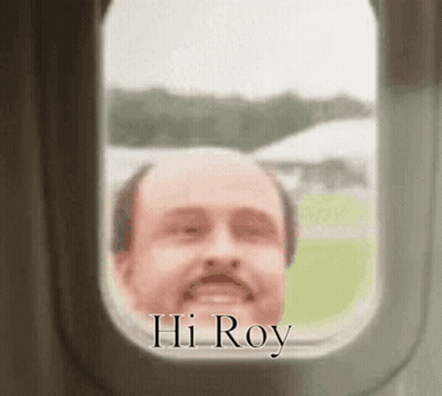 Man With Mustache Looking Out Airplane Window Hi Roy GIF