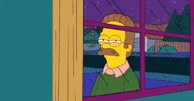 Man With Mustache Looking Out Window At Night GIF