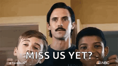 Man With Mustache Next To Two Boys Saying Miss Us Yet GIF