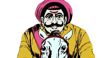 Man With Mustache Riding White Horse Sticker