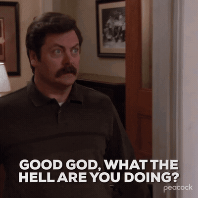 Man With Mustache Saying Good God What Are You Doing GIF