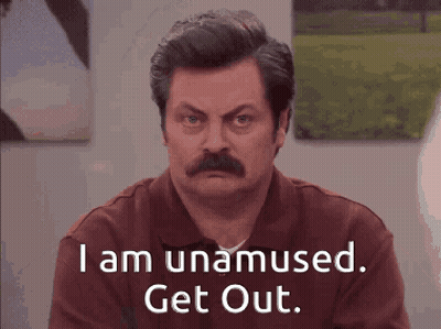 Man With Mustache Saying I Am Unamused Get Out GIF