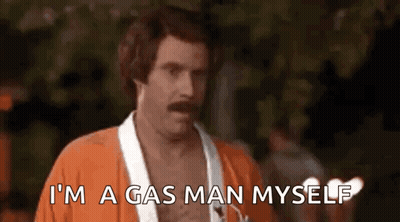 Man With Mustache Saying I'm A Gas Man Myself GIF