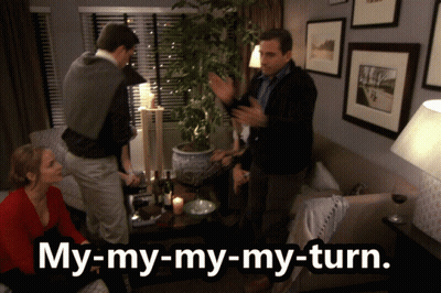Man With Mustache Saying My Turn GIF