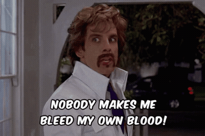 Man With Mustache Saying Nobody Makes Me Bleed My Own Blood GIF