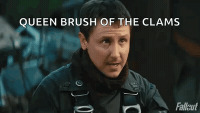 Man With Mustache Saying Queen Brush Of The Clams GIF