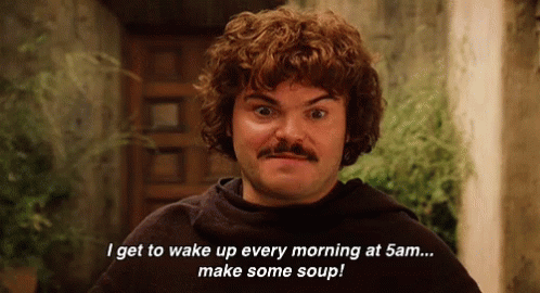 Man With Mustache Saying Wake Up And Make Soup GIF
