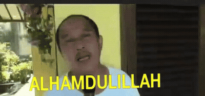 Man With Mustache Says Alhamdulillah In Yellow Letters GIF