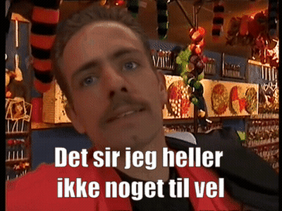 Man With Mustache Says Det Sir Jeg Heller Ikke Noget Til Vel In Store GIF