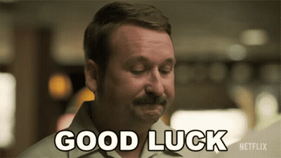 Man With Mustache Says Good Luck Netflix Advertisement GIF