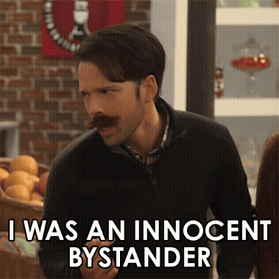 Man With Mustache Says He Was Innocent Bystander GIF