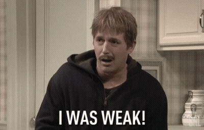 Man With Mustache Says I Was Weak GIF