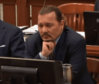 Man With Mustache Sitting At Computer GIF