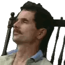 Man With Mustache Sitting In Rocking Chair Sticker