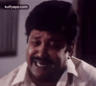 Man With Mustache Smiling Eyes Closed Mouth Open GIF