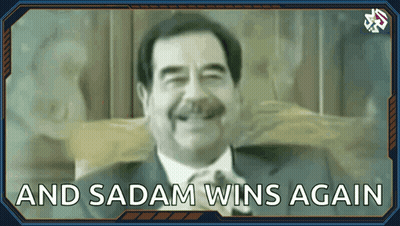 Man With Mustache Smiling Sadam Wins Again GIF