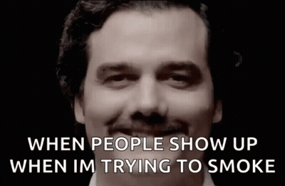 Man With Mustache Smiling When People Show Up When I'm Trying To Smoke GIF
