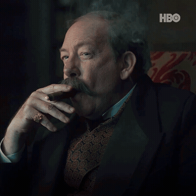 Man With Mustache Smoking Cigar GIF