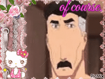 Man With Mustache Surrounded By Pink Flowers GIF