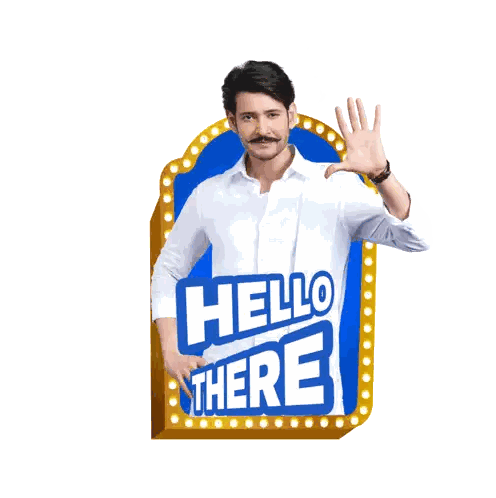 Man With Mustache Waving Hello Sticker