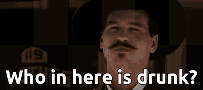 Man With Mustache Waving Saying Who In Here Is Drunk GIF