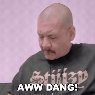Man With Mustache Wearing Aww Dang Shirt GIF