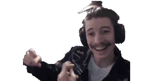 Man With Mustache Wearing Headphones And Stuck Jacket Sticker