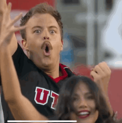Man With Mustache Wearing UT Shirt GIF