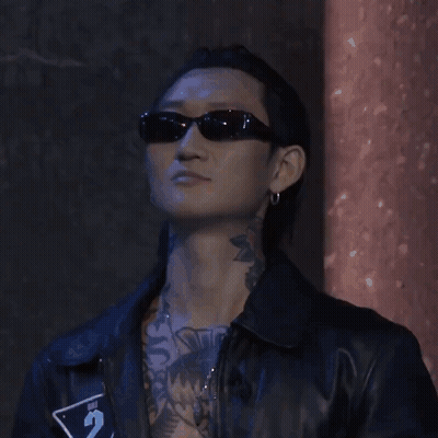 Man With Neck Tattoo Wearing Sunglasses And Leather Jacket GIF