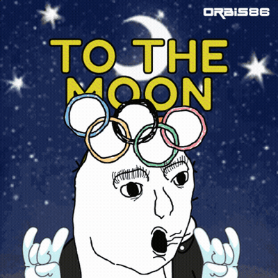 Man With Olympic Rings And To The Moon GIF