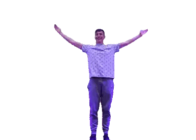 Man With Outstretched Arms In Purple Shirt Sticker