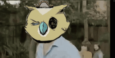 Man With Owl Mask on Head