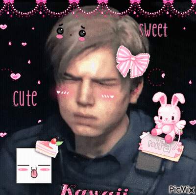 Man With Pink Bow And Pink Bunny Cute Sweet GIF
