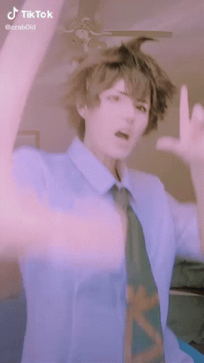 Man With Pink Hair And Black Nails GIF
