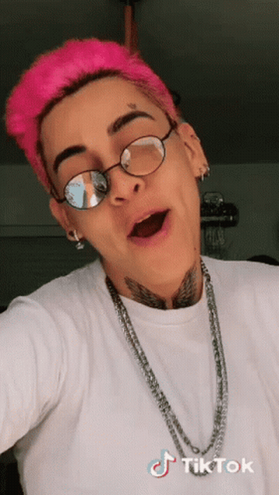 Man With Pink Hair Glasses Necklace TikTok Sticker GIF