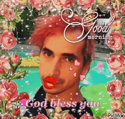 Man With Pink Hair Saying Good Morning God Bless You GIF
