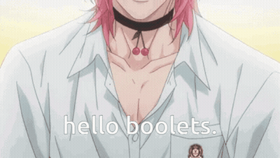 Man With Pink Hair Wearing Cherry Choker GIF
