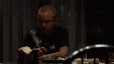 Man with Plate and Salt and Pepper Shaker
