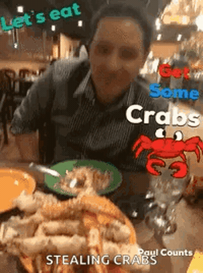 Man With Plate Of Crabs And Beer GIF