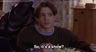 Man With Plate Of Food Says So It's A Show GIF
