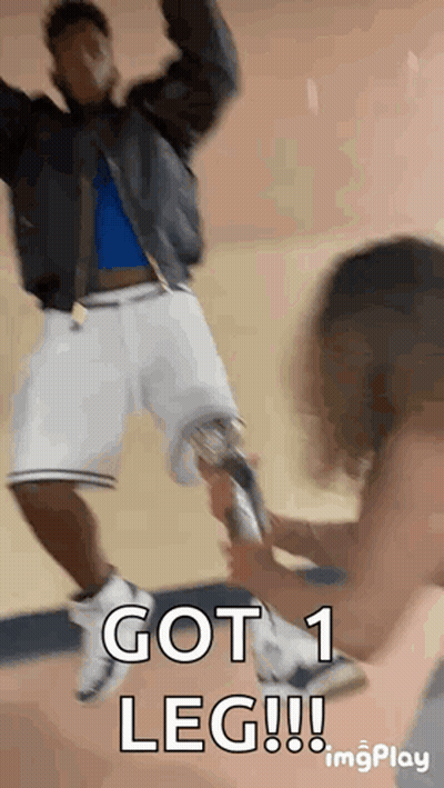 Man With Prosthetic Leg Jumps GIF