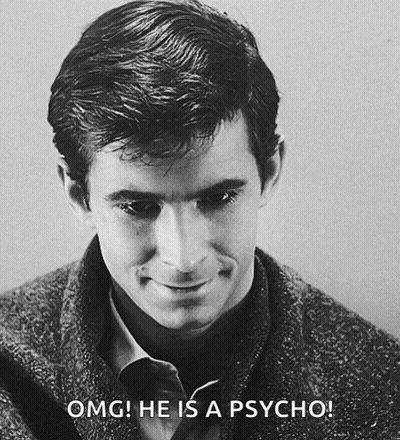 Man With Psycho Words GIF