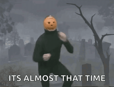 Man With Pumpkin Head Dancing In Cemetery It's Almost That Time GIF