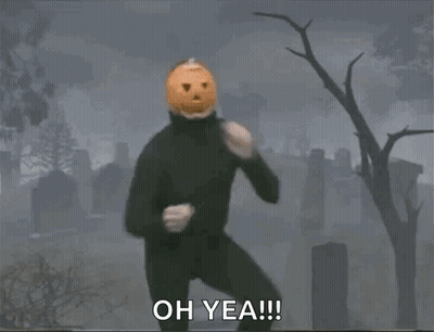 Man With Pumpkin Head Dancing Says Oh Yea GIF
