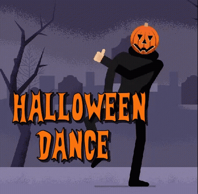 Man With Pumpkin On Head Dancing Halloween Dance GIF