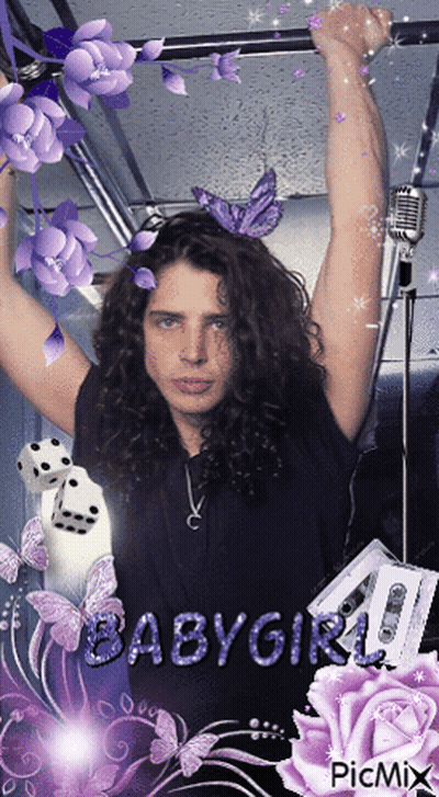 Man With Purple Butterflies Saying Babygirl GIF