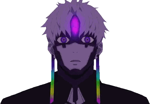 Man With Purple Eye And Rainbow Earring Sticker