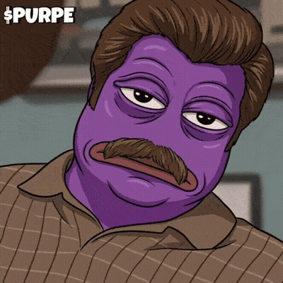 Man With Purple Face Paint And Mustache Saying Purpe GIF
